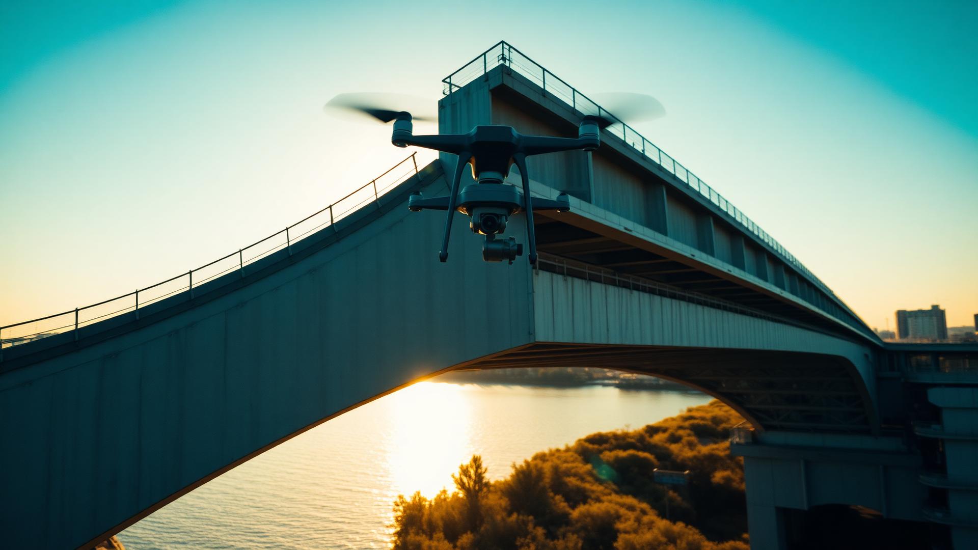 Drone inspecting bridge infrastructure